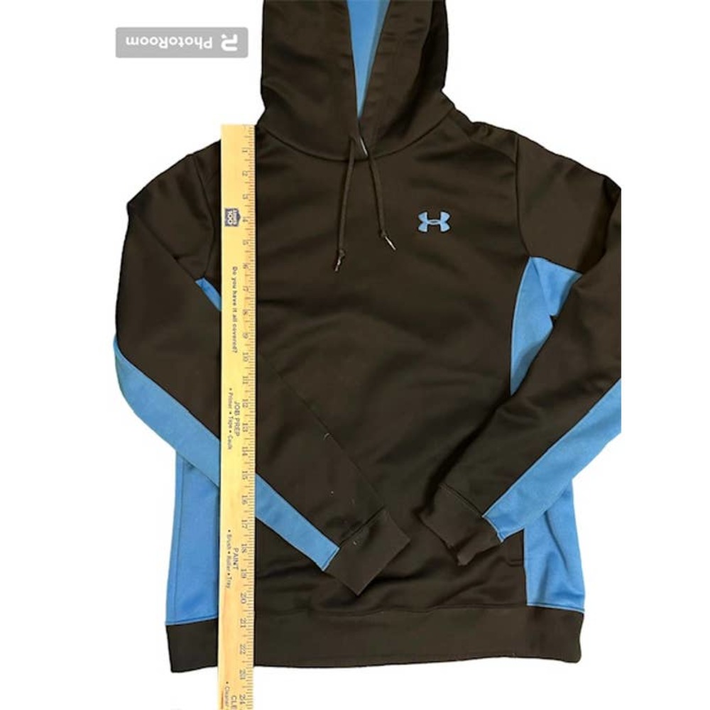 Under Armour Black Blue Hoodie Pullover Hooded Sweatshirt Womens XL Like New